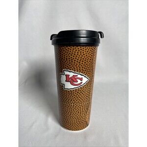 KC Kansas City Chiefs plastic travel mug twist open/close football design
